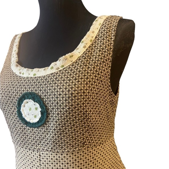 Ian Mosh S.L Multi-Layer Sleeveless Check Tweed Floral Ruffle Dress - Picture 5 of 16